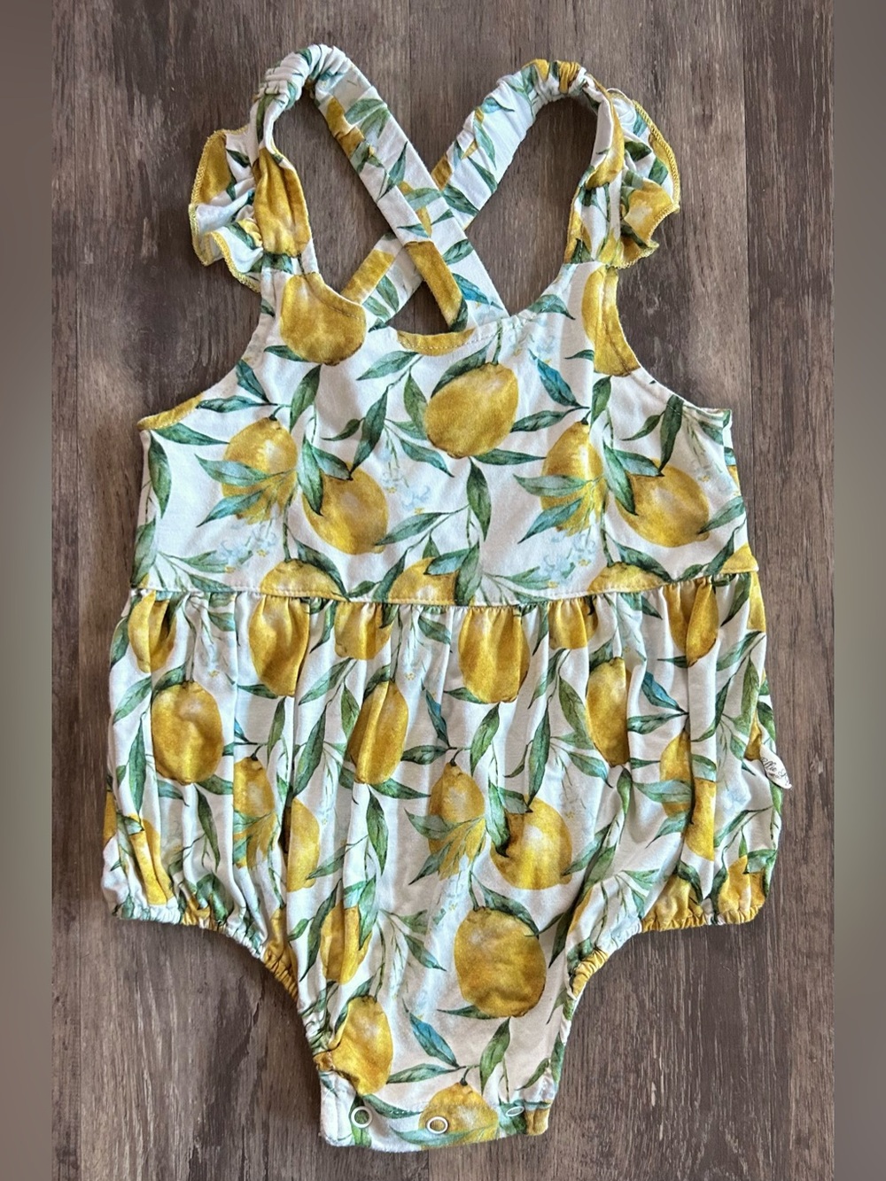 Girls 3T Ellie K’s Closet Bamboo Lemon Bubble Romper